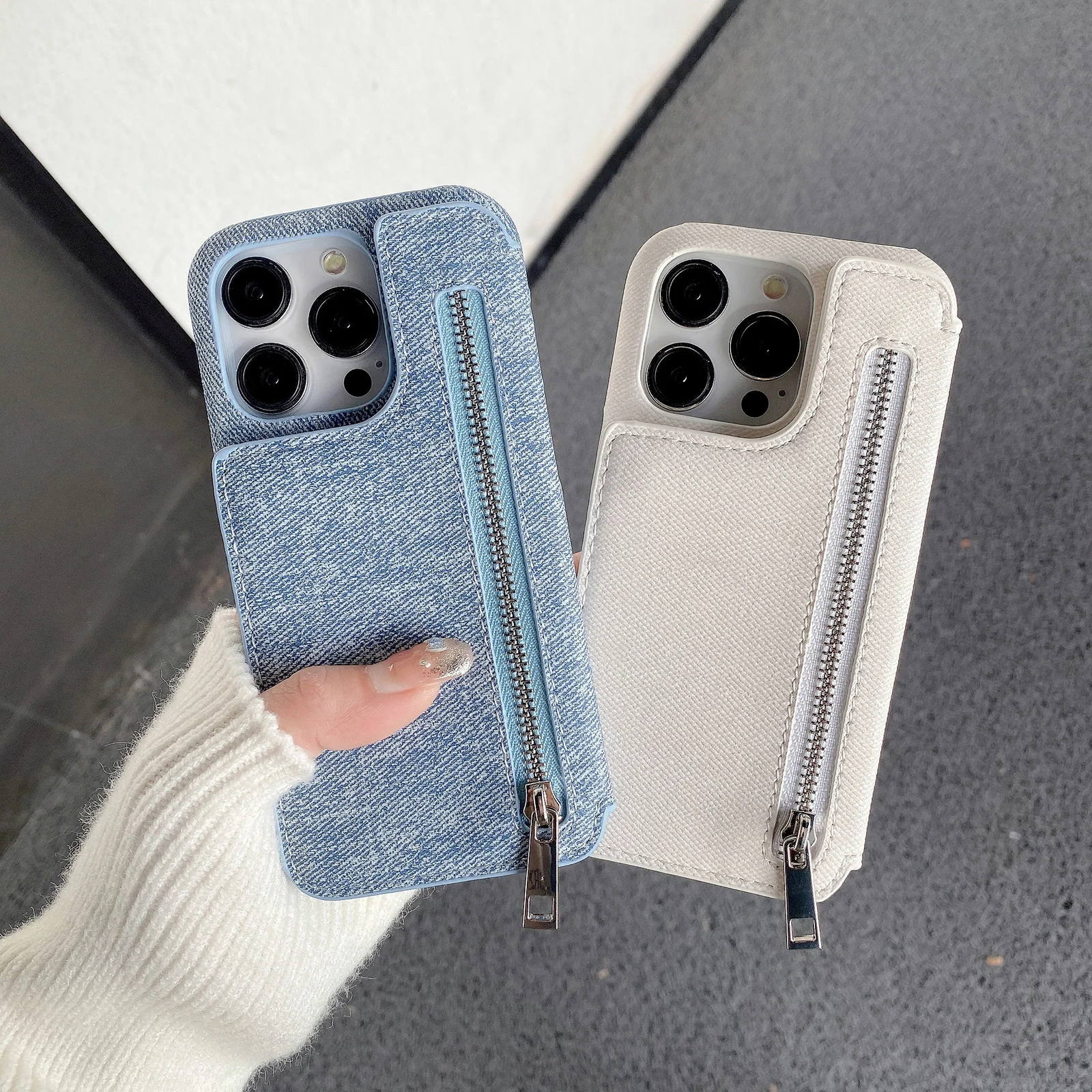 Denim Hub Wallet iPhone Case