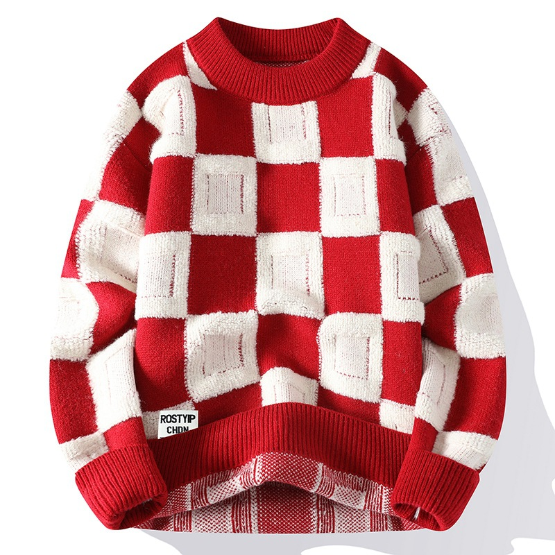 Gridwave Checkered Knit Sweater